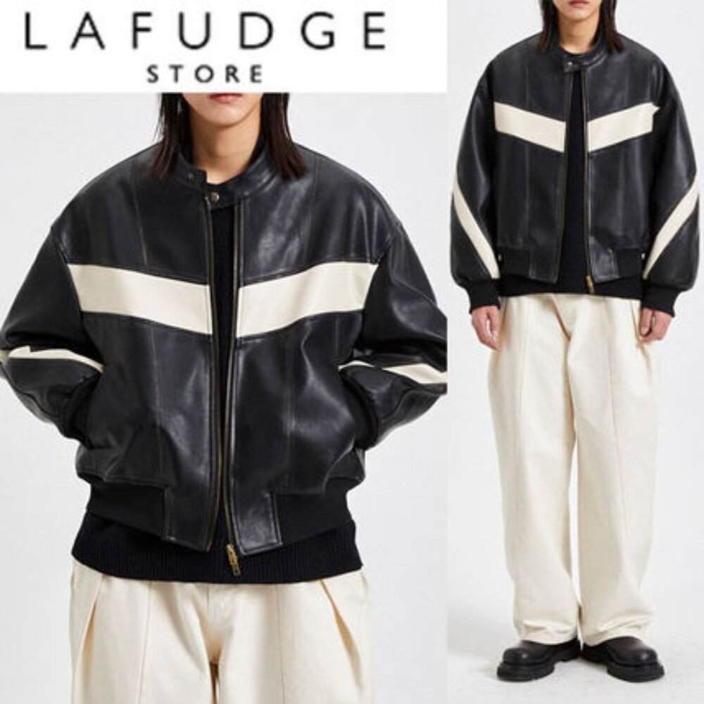 [Japan Used Fashion] Lafudge Store Black White/ Leather Jacket